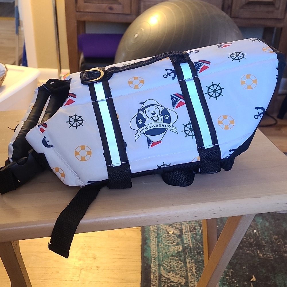Dog Life Jacket - White with Black Accents